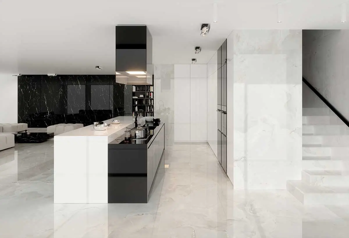 نمایی از سنگ چینی قروه در کف‌پوش داخلی