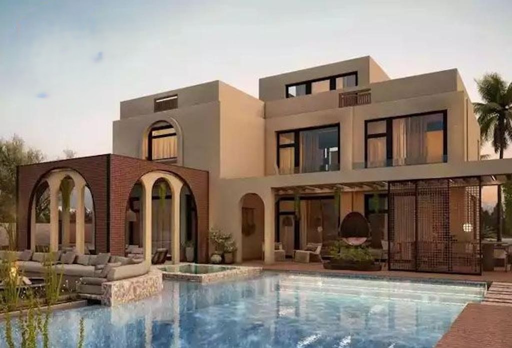 نمایی از سنگ تراورتن کرم رامشه در نمای بیرونی