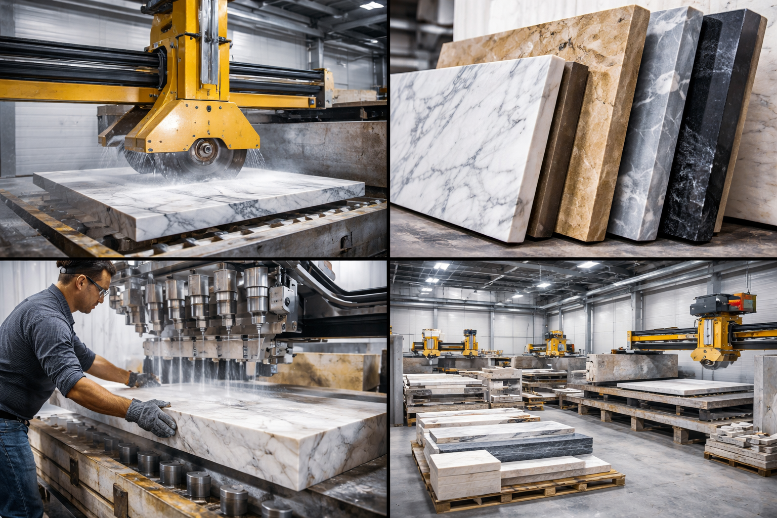 برش سنگ ساختمانی با دستگاه‌های دیسکی و CNC در کارگاه